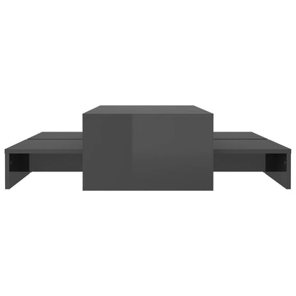 Set Tavolini ad Incastro Grigio Lucido 100x100x26,5 cm