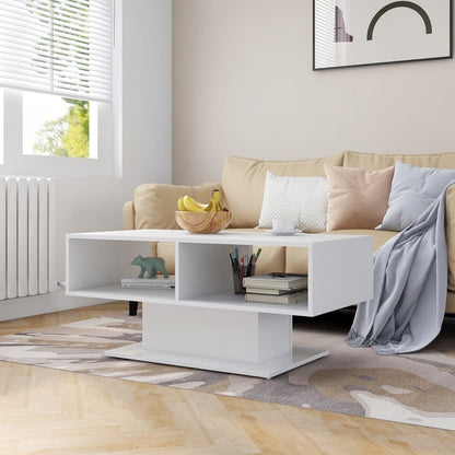 Tavolino da Salotto Bianco 103,5x50x44,5cm in Legno Multistrato
