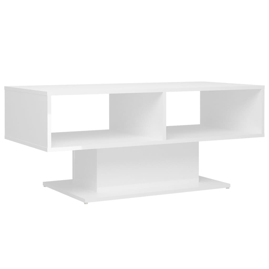 Tavolino Salotto Bianco Lucido 103,5x50x44,5 Legno Multistrato