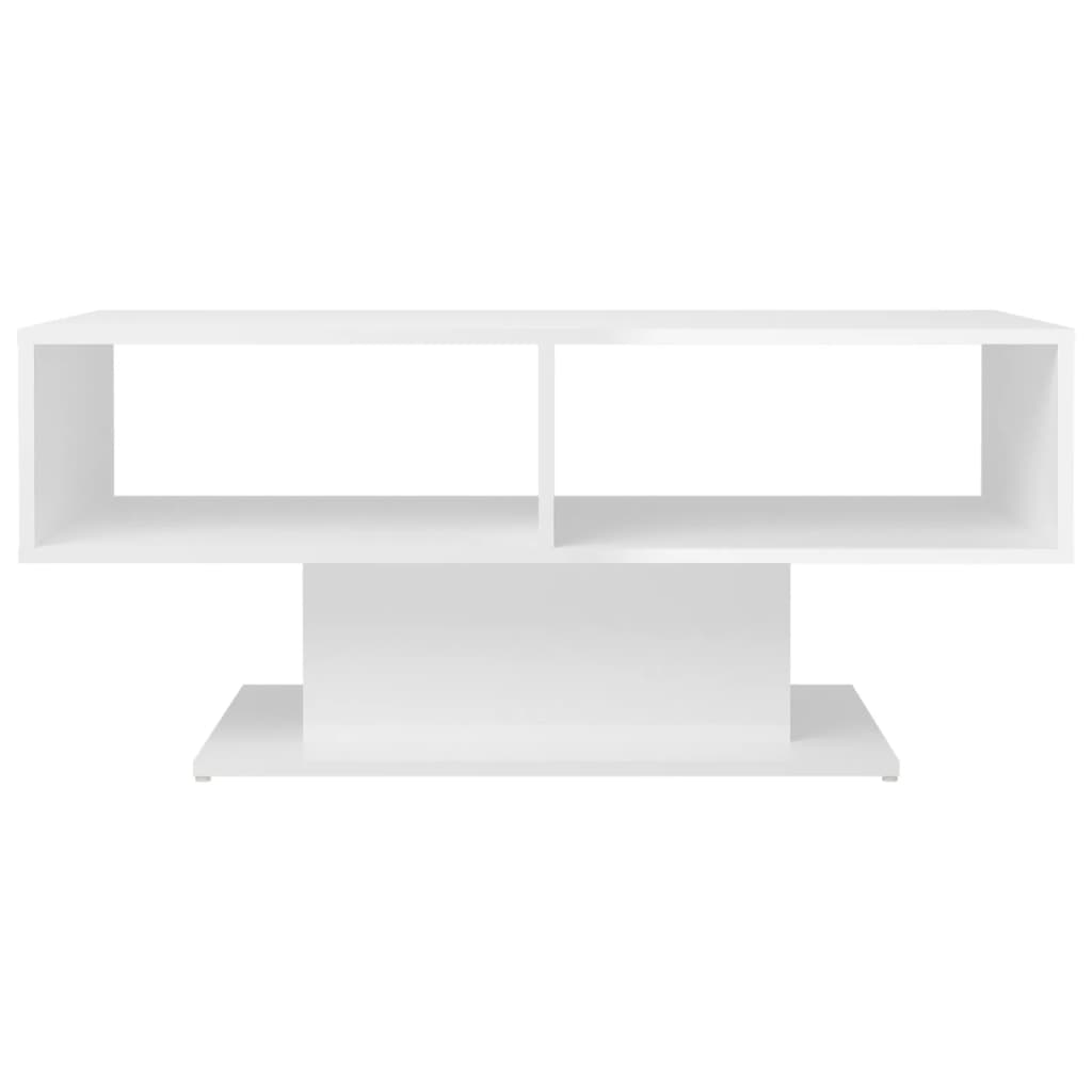 Tavolino Salotto Bianco Lucido 103,5x50x44,5 Legno Multistrato