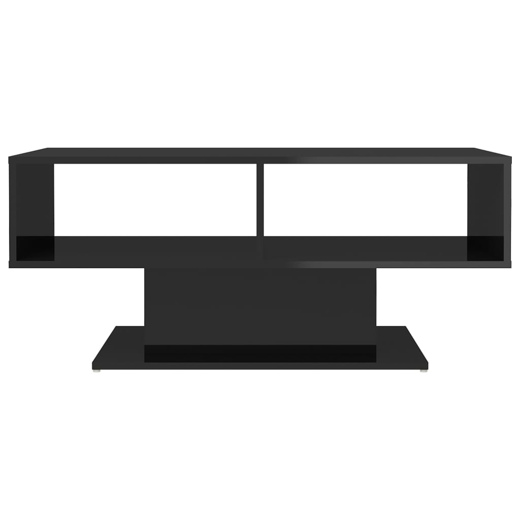 Tavolino Salotto Nero Lucido 103,5x50x44,5 cm Legno Multistrato