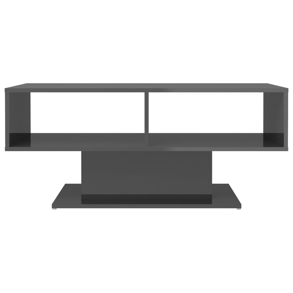 Tavolino Salotto Grigio Lucido 103,5x50x44,5 Legno Multistrato