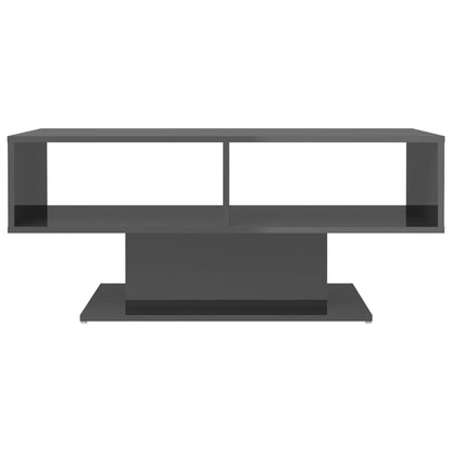Tavolino Salotto Grigio Lucido 103,5x50x44,5 Legno Multistrato