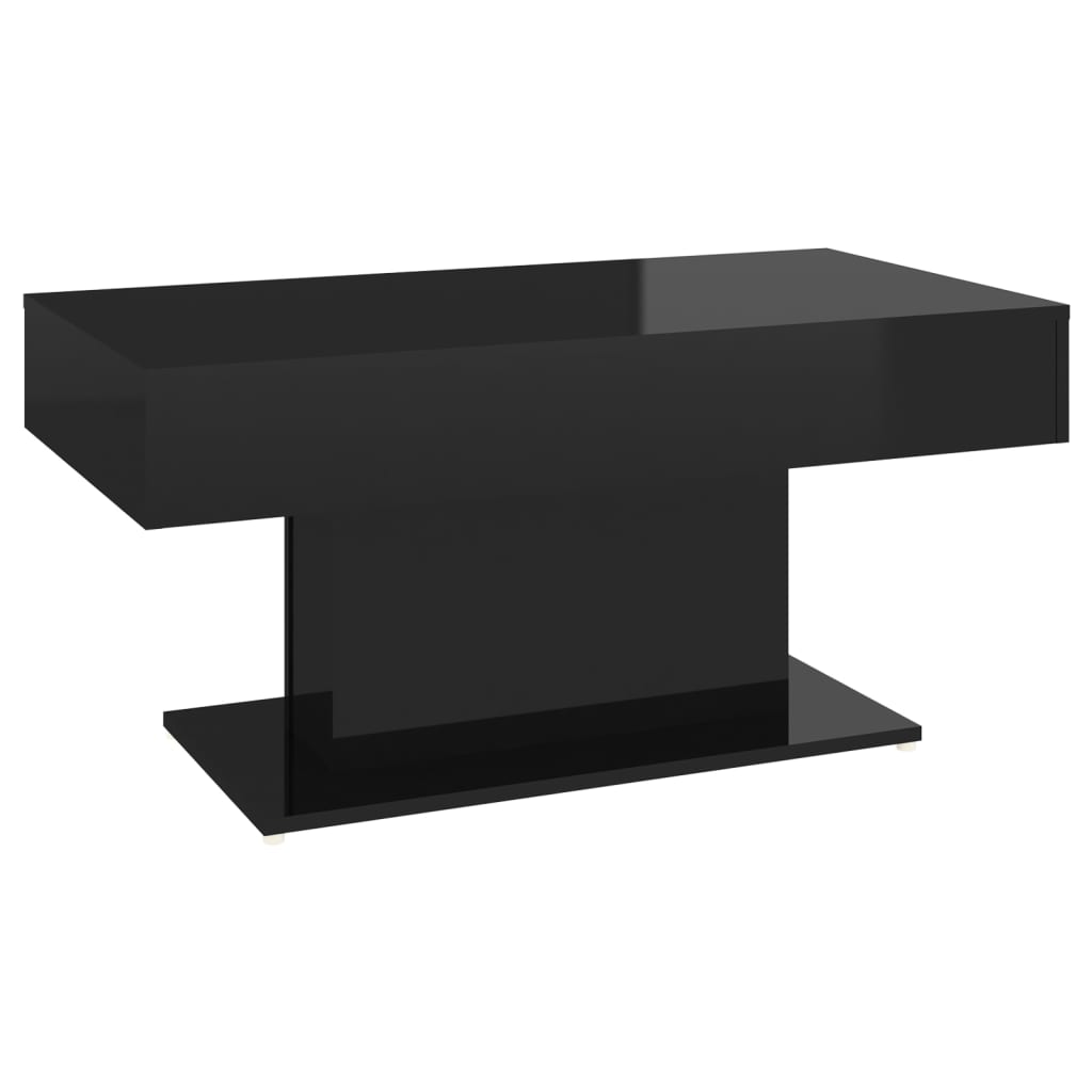 Tavolino da Salotto Nero Lucido 96x50x45 cm Legno Multistrato