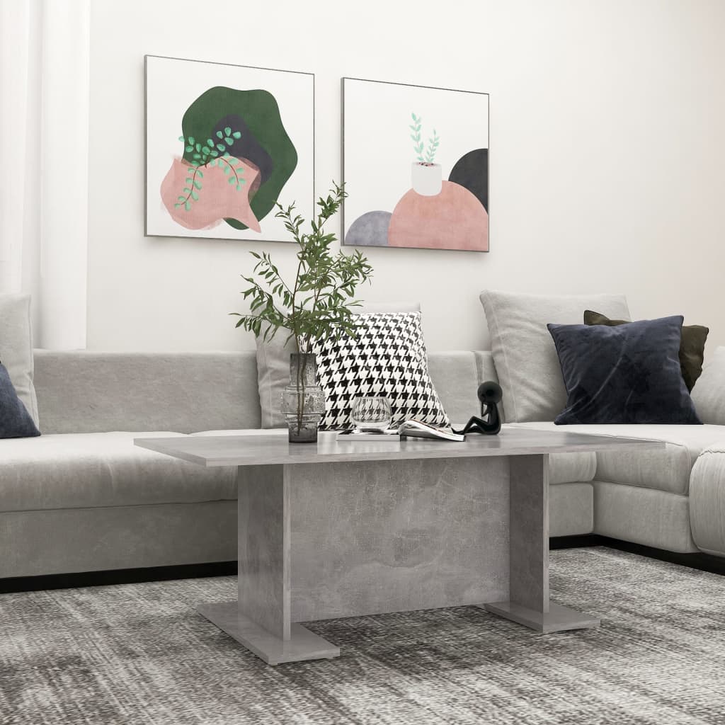 Tavolino Salotto Grigio Cemento 103,5x60x40cm Legno Multistrato