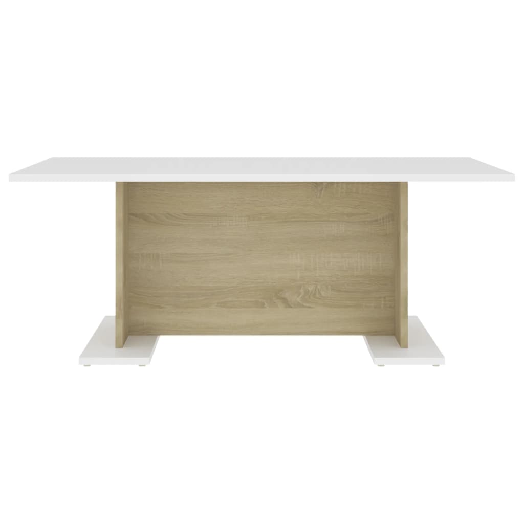 Tavolino Bianco e Rovere Sonoma 103,5x60x40cm Legno Multistrato