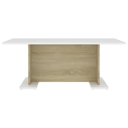 Tavolino Bianco e Rovere Sonoma 103,5x60x40cm Legno Multistrato
