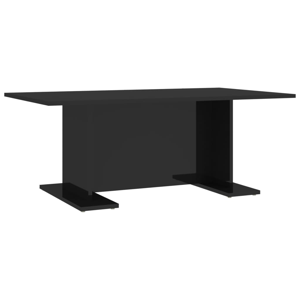 Tavolino da Salotto Nero Lucido 103,5x60x40cm Legno Multistrato