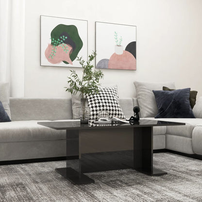 Tavolino da Salotto Nero Lucido 103,5x60x40cm Legno Multistrato
