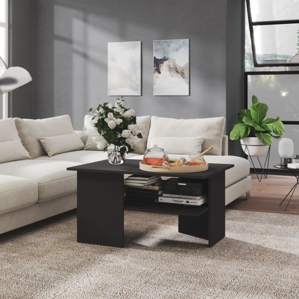 Tavolino da Salotto Grigio 90x60x46,5 cm in Legno Multistrato