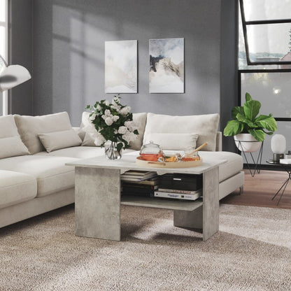 Tavolino Salotto Grigio Cemento 90x60x46,5 cm Legno Multistrato