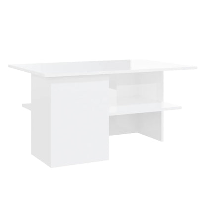 Tavolino Salotto Bianco Lucido 90x60x46,5 cm Legno Multistrato