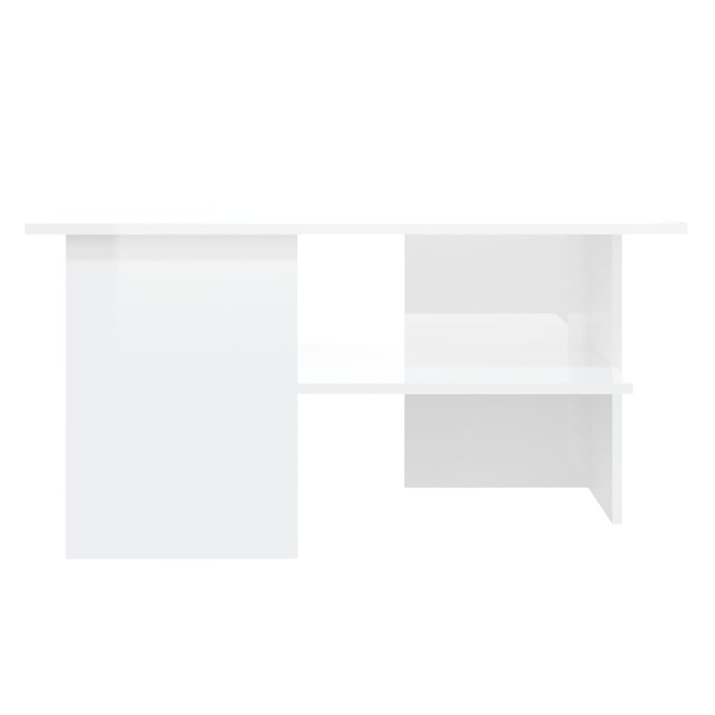 Tavolino Salotto Bianco Lucido 90x60x46,5 cm Legno Multistrato