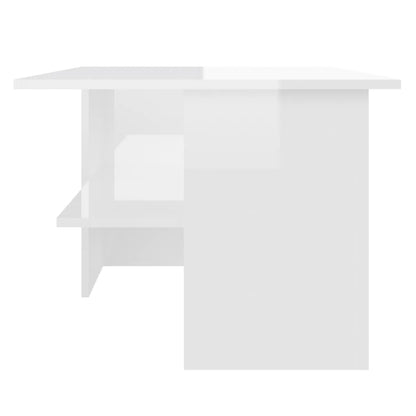Tavolino Salotto Bianco Lucido 90x60x46,5 cm Legno Multistrato