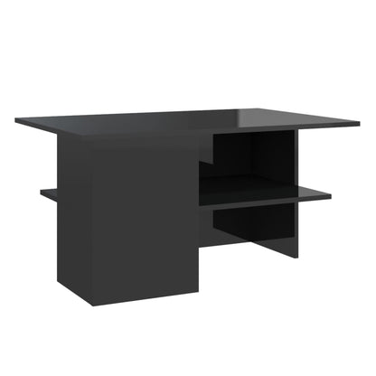 Tavolino Salotto Nero Lucido 90x60x46,5 cm Legno Multistrato