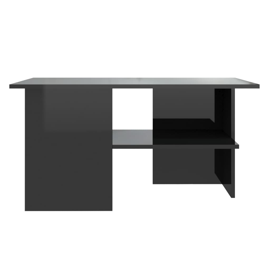Tavolino Salotto Nero Lucido 90x60x46,5 cm Legno Multistrato