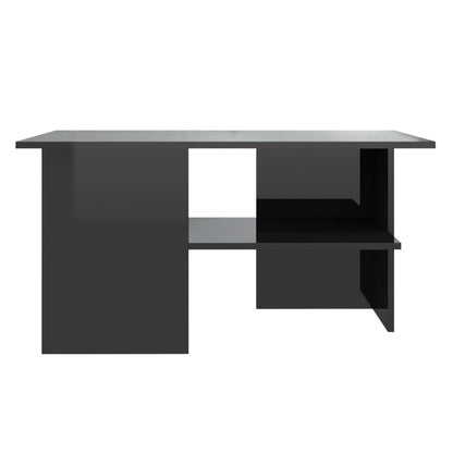 Tavolino Salotto Nero Lucido 90x60x46,5 cm Legno Multistrato