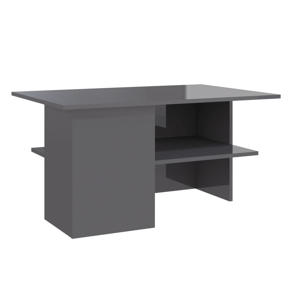 Tavolino Salotto Grigio Lucido 90x60x46,5 cm Legno Multistrato