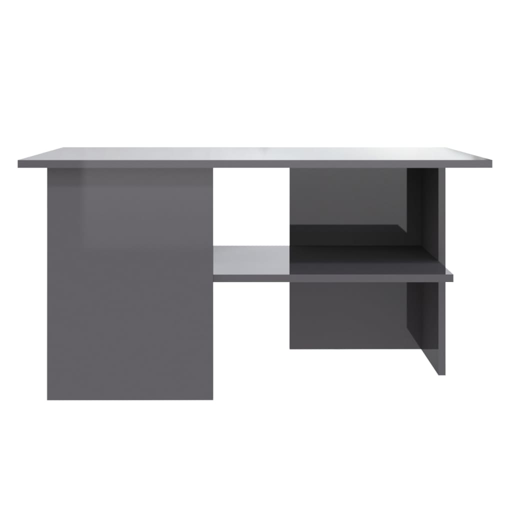 Tavolino Salotto Grigio Lucido 90x60x46,5 cm Legno Multistrato