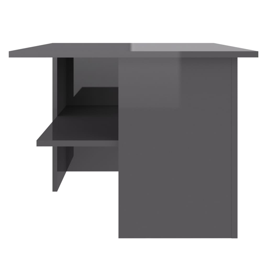Tavolino Salotto Grigio Lucido 90x60x46,5 cm Legno Multistrato