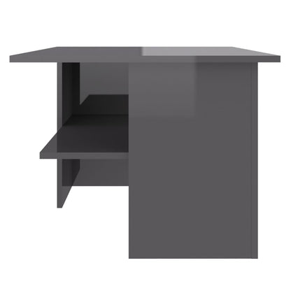Tavolino Salotto Grigio Lucido 90x60x46,5 cm Legno Multistrato
