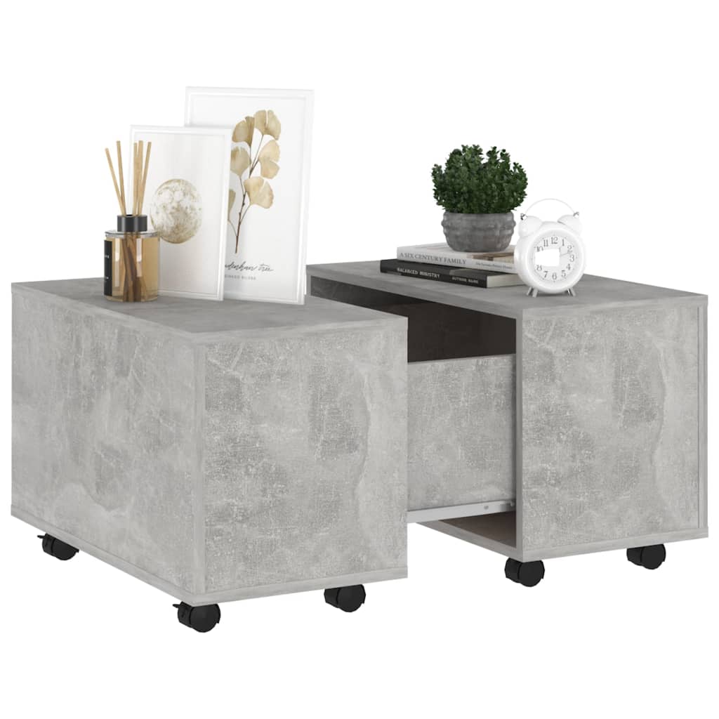Tavolino da Salotto Grigio Cemento 60x60x38cm Legno Multistrato