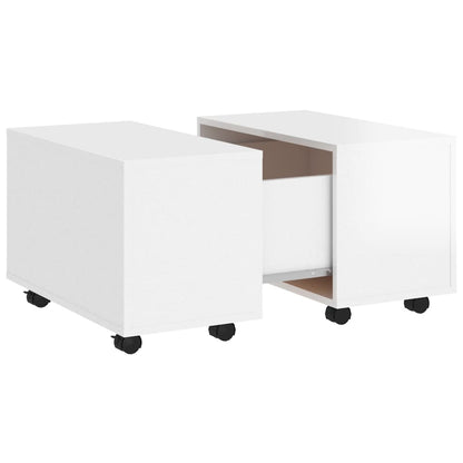 Tavolino da Salotto Bianco Lucido 60x60x38 cm Legno Multistrato