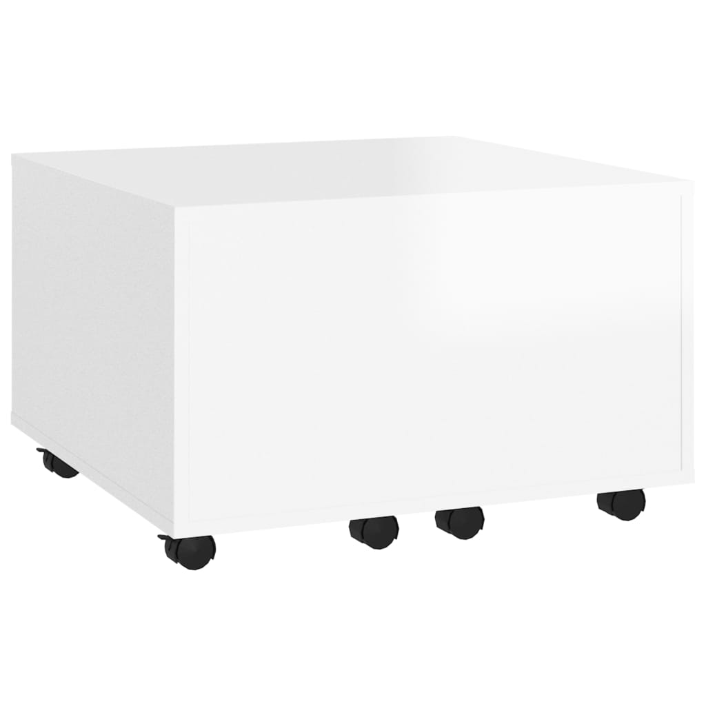 Tavolino da Salotto Bianco Lucido 60x60x38 cm Legno Multistrato