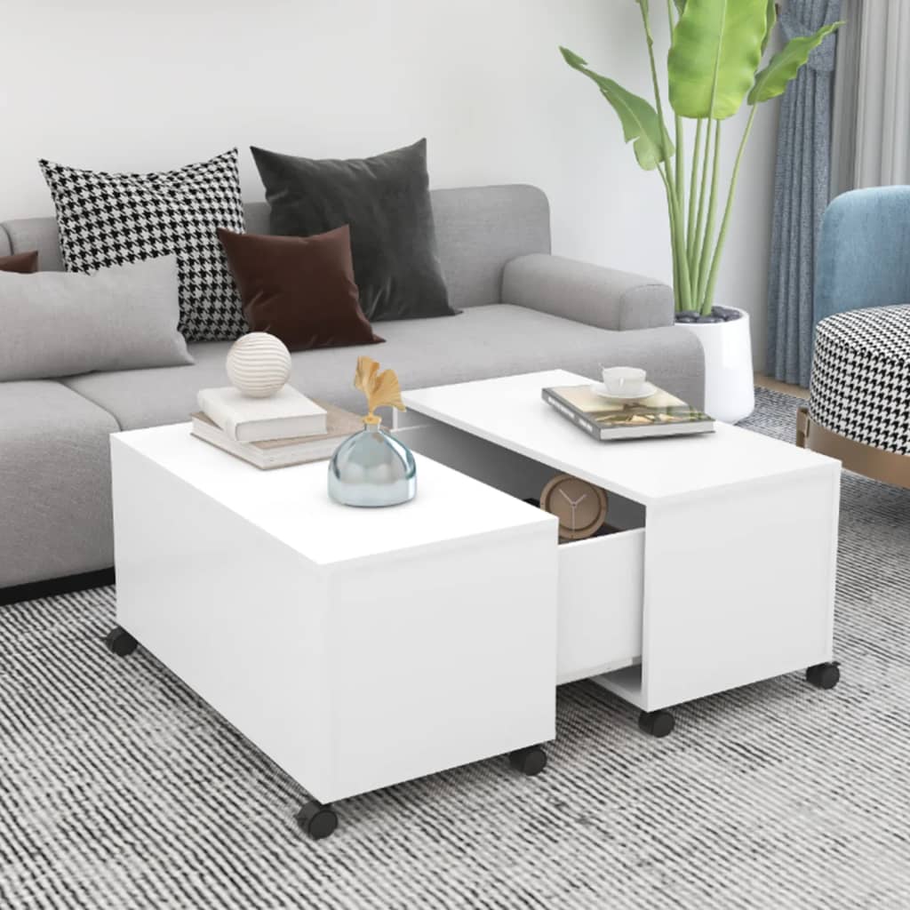 Tavolino da Salotto Bianco 75x75x38 cm in Legno Multistrato