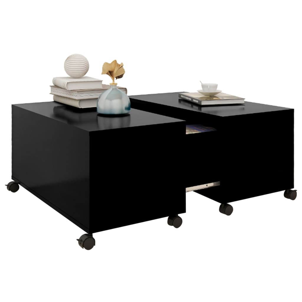 Tavolino da Salotto Nero 75x75x38 cm in Legno Multistrato