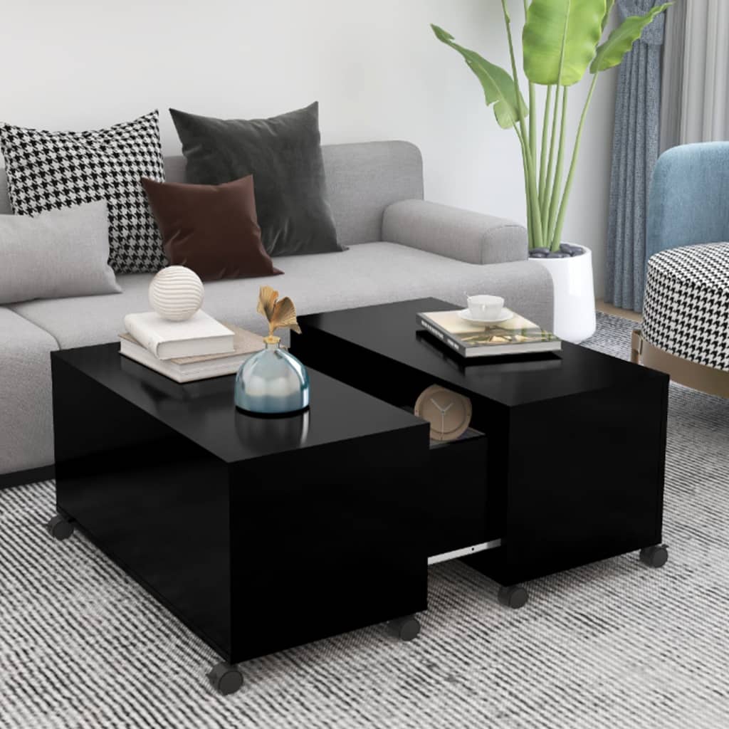 Tavolino da Salotto Nero 75x75x38 cm in Legno Multistrato