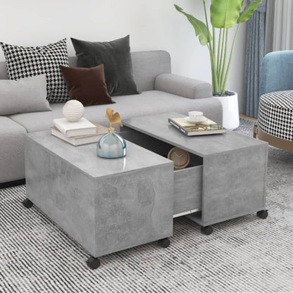 Tavolino da Salotto Grigio Cemento 75x75x38cm Legno Multistrato