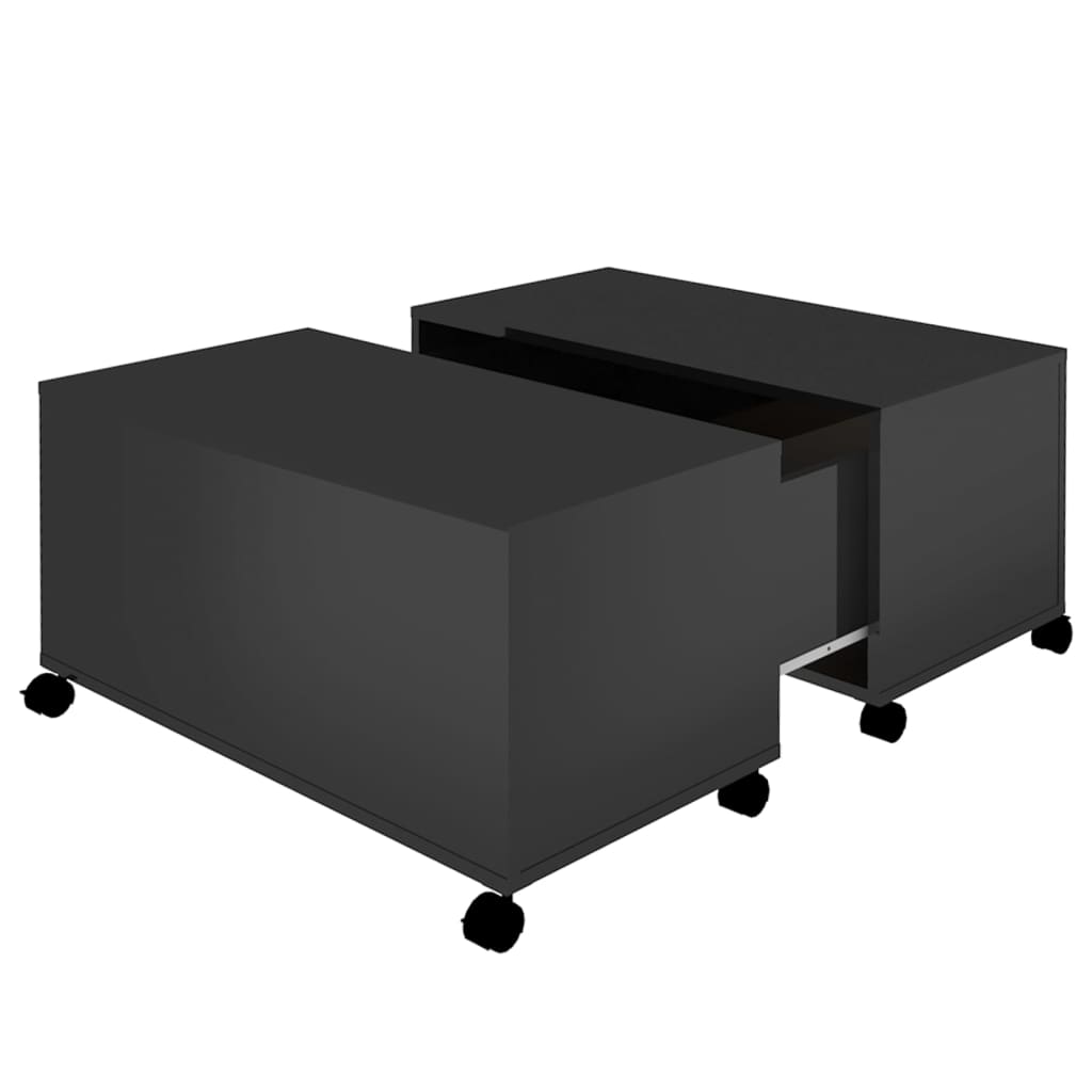 Tavolino da Salotto Nero Lucido 75x75x38 cm Legno Multistrato
