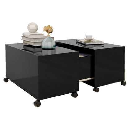 Tavolino da Salotto Nero Lucido 75x75x38 cm Legno Multistrato