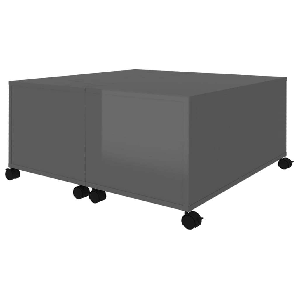 Tavolino da Salotto Grigio Lucido 75x75x38 cm Legno Multistrato
