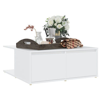 Tavolino da Salotto Bianco 80x80x31 cm in Legno Multistrato