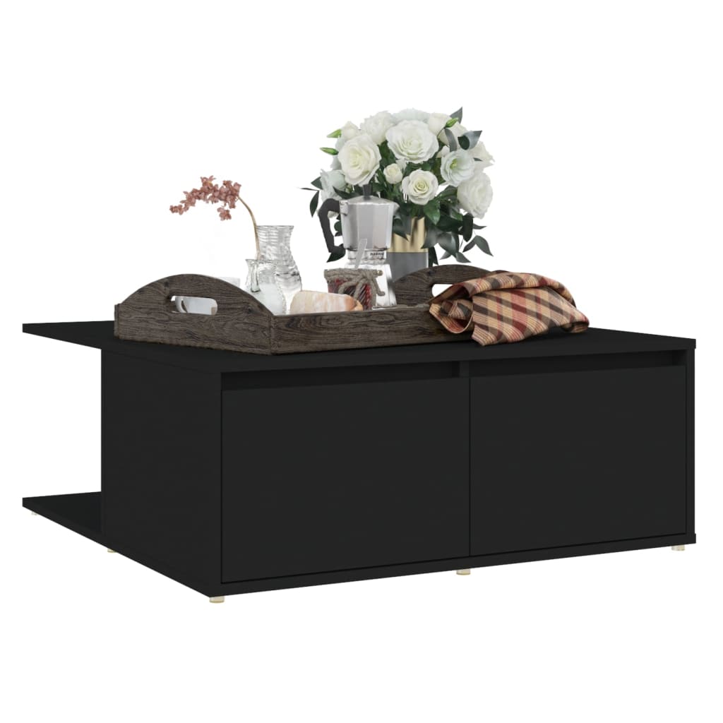 Tavolino da Salotto Nero 80x80x31 cm in Legno Multistrato