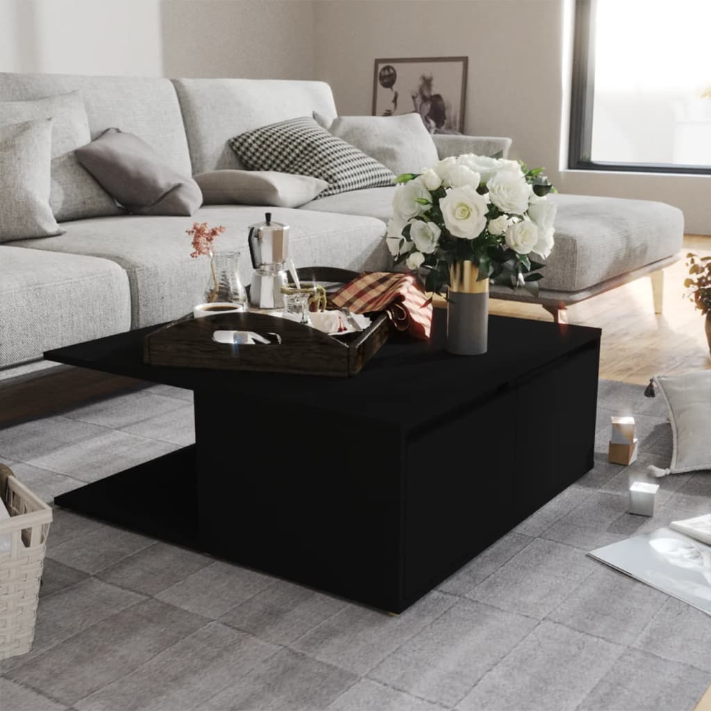 Tavolino da Salotto Nero 80x80x31 cm in Legno Multistrato