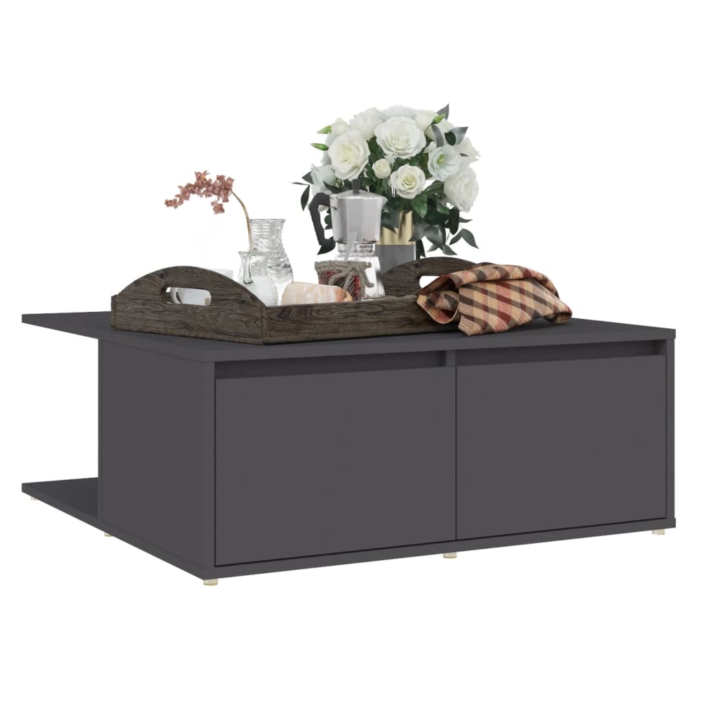 Tavolino da Salotto Grigio 80x80x31 cm in Legno Multistrato
