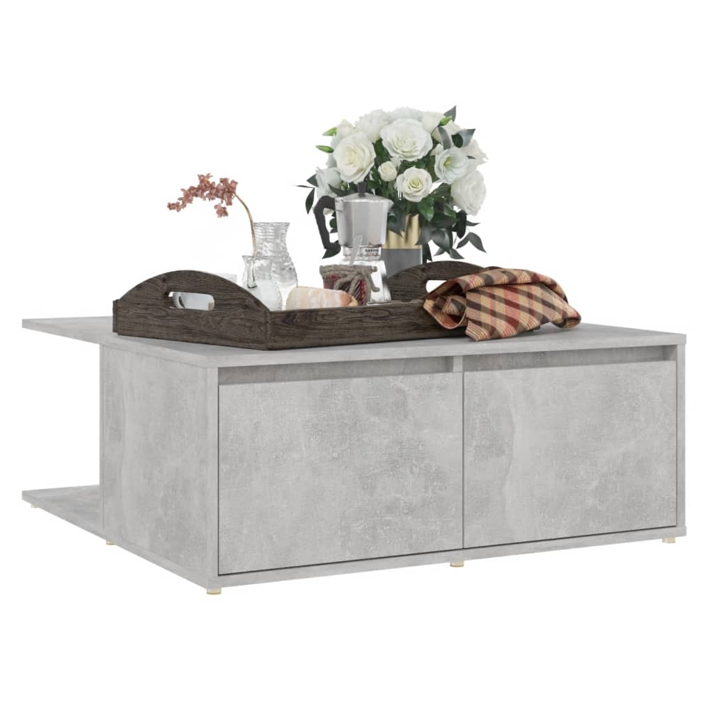Tavolino da Salotto Grigio Cemento 80x80x31cm Legno Multistrato