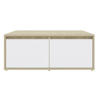 Tavolino Salotto Bianco e Rovere Sonoma 80x80x31cm Multistrato