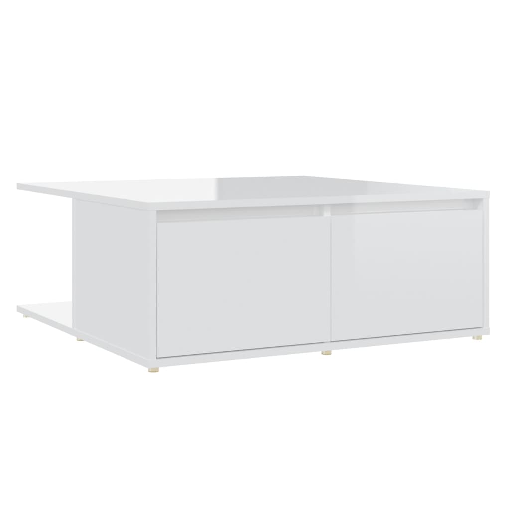 Tavolino da Salotto Bianco Lucido 80x80x31 cm Legno Multistrato