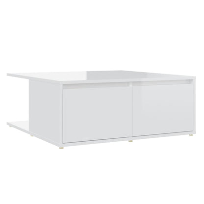 Tavolino da Salotto Bianco Lucido 80x80x31 cm Legno Multistrato
