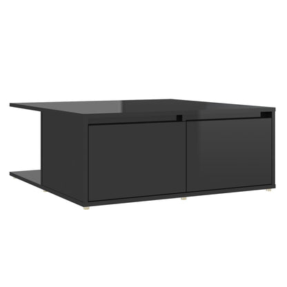 Tavolino da Salotto Nero Lucido 80x80x31 cm Legno Multistrato