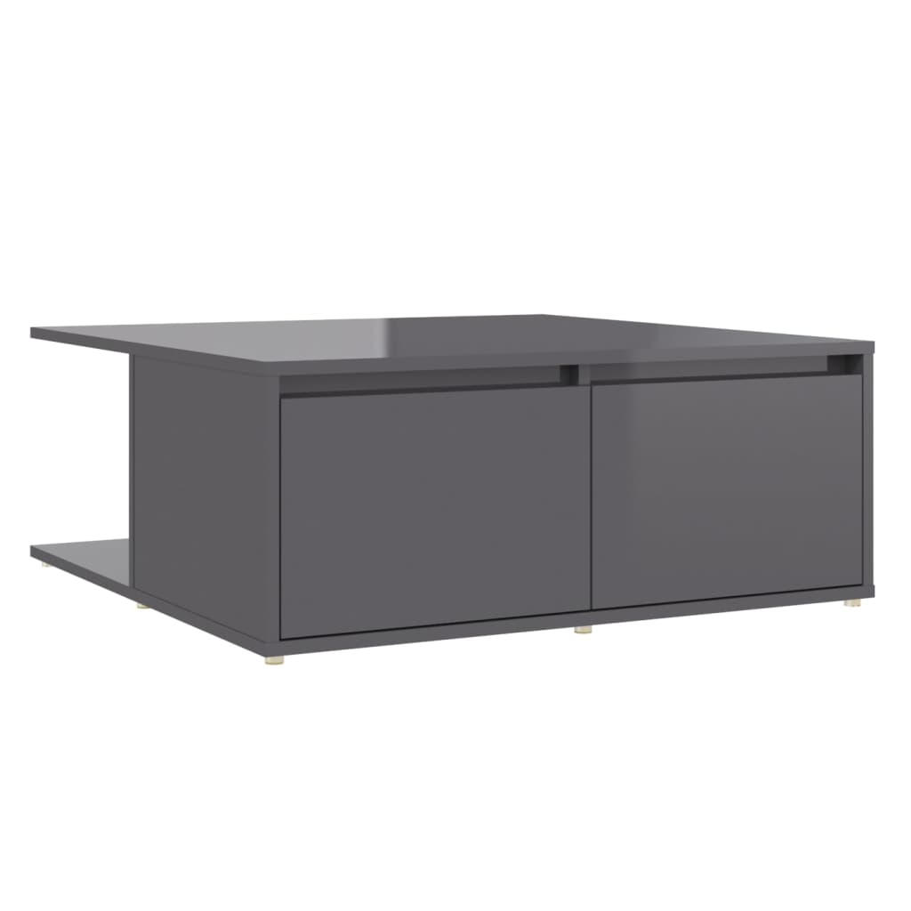 Tavolino da Salotto Grigio Lucido 80x80x31 cm Legno Multistrato