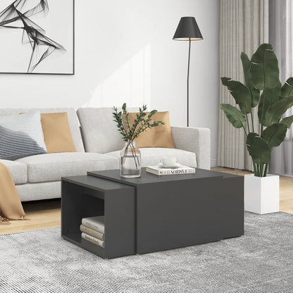 Set Tavolini Incastro Grigio 3pz 60x60x38 cm Legno Multistrato
