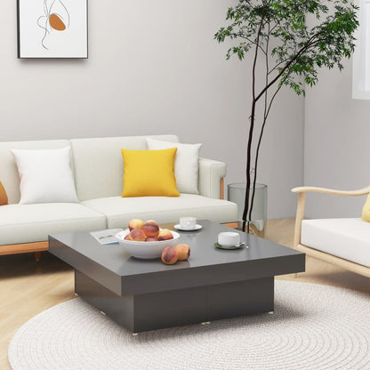 Tavolino da Salotto Grigio 90x90x28 cm in Legno Multistrato