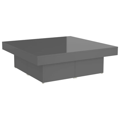 Tavolino da Salotto Grigio Lucido 90x90x28 cm Legno Multistrato