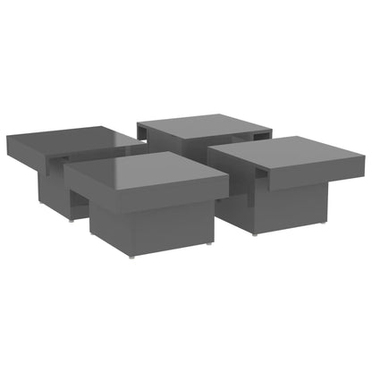 Tavolino da Salotto Grigio Lucido 90x90x28 cm Legno Multistrato