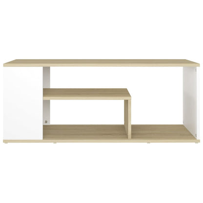 Tavolino Salotto Bianco e Rovere Sonoma 100x50x40cm Multistrato
